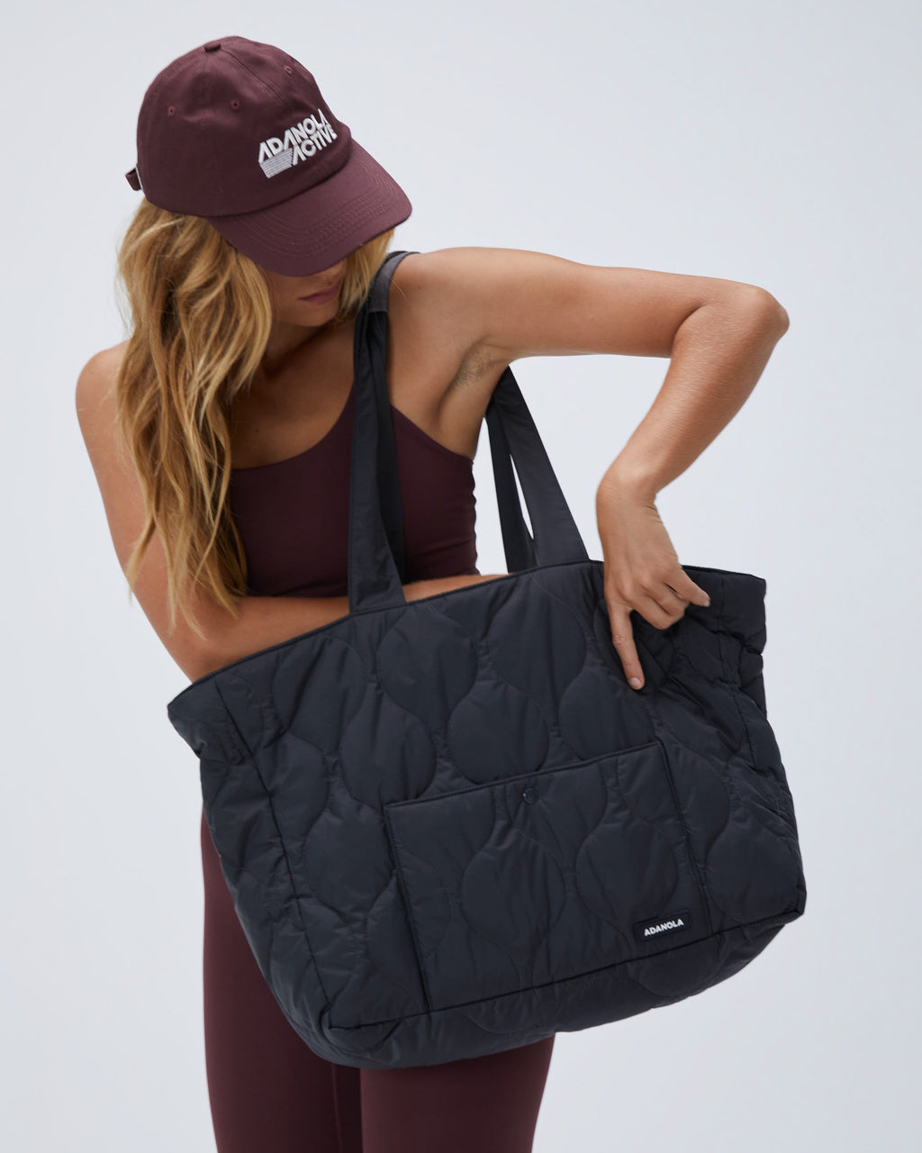 Quilted Nylon Tote Bag - Slate Grey